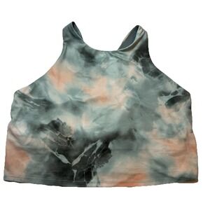 Athleta 1X Tie Dye Sports Bra Green Peach Racerback Longline Plus